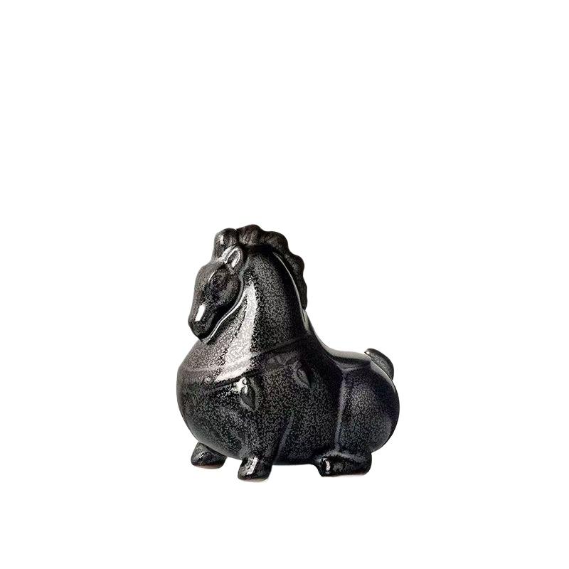 Милый керамический чайный питомец Ru Kiln в виде зеленой лошади, чайные украшения, китайские чайные аксессуары, фигурка лошади Тан ручной работы, керамический чайный питомец