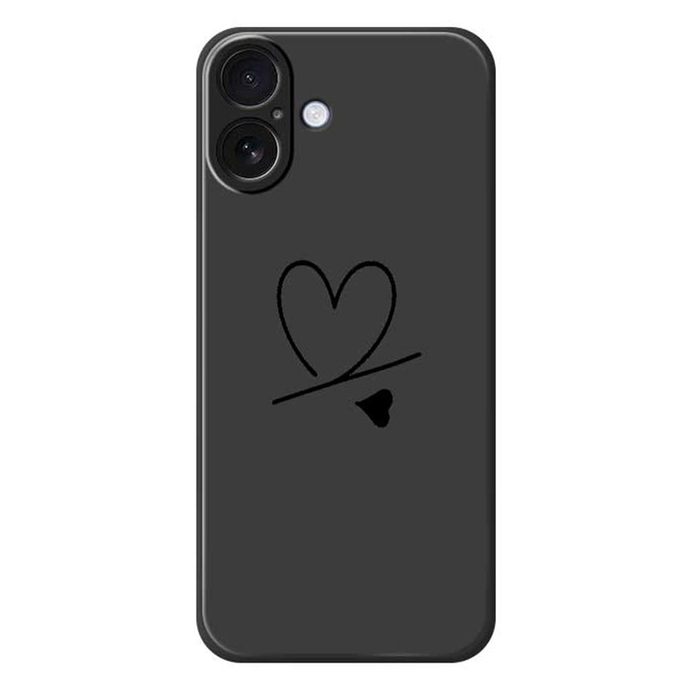 For iPhone 17 Case Black Love Pattern Printing Straight Edge TPU Phone Back Cover