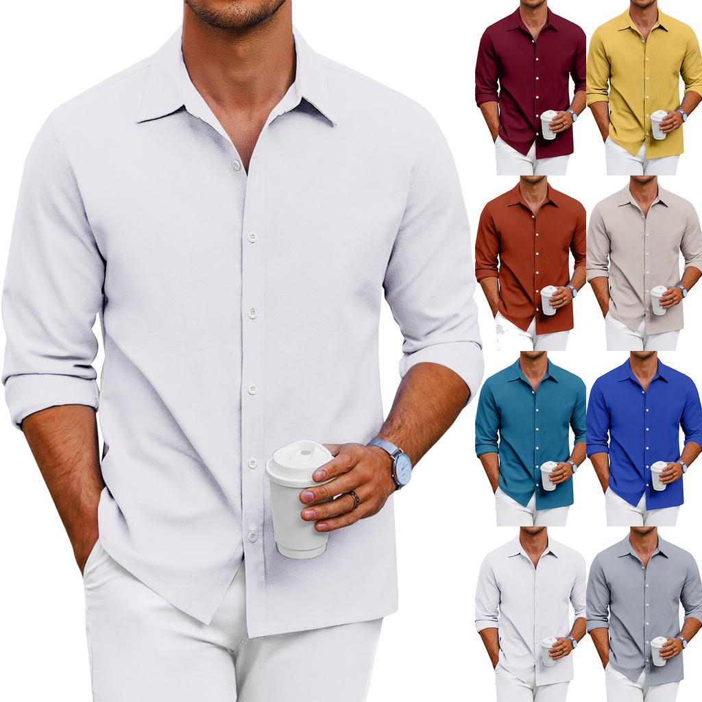 Men's Loose-fitting Casual Button-down Long-sleeved Shirt