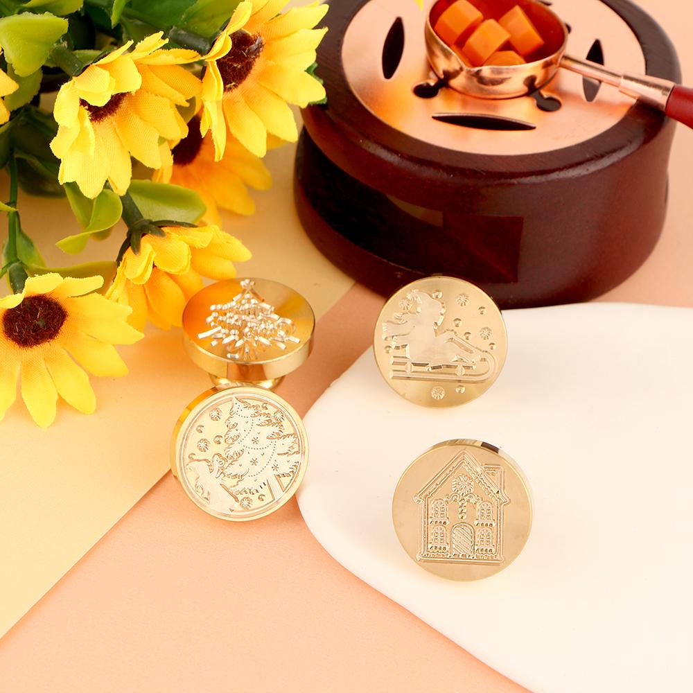Gingerbread House Wax Seal Stamps Christmas Sock Sleigh Wax Seal Stamp Head Christmas Eve for Invitations Envelope Cards Gift