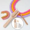 Knitting Fork, Handle and 9 Big Eye Kit Knitting Knitters Eye Jewelry Wooden Fork Weaver Knitter Needle Kit