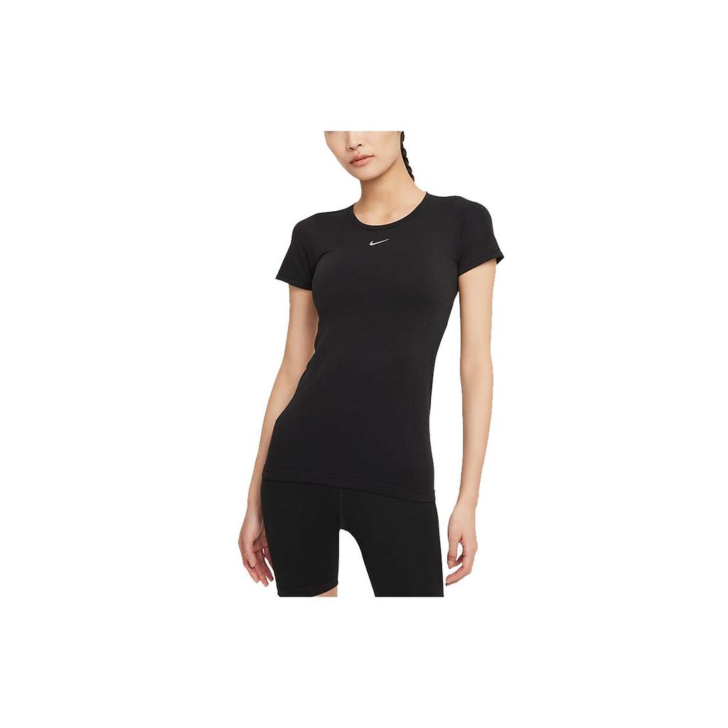 Nike Dri-Fit Adv Aura Slim-Fit дышащая повседневная футболка с короткими рукавами женские топы черные DD0589-010