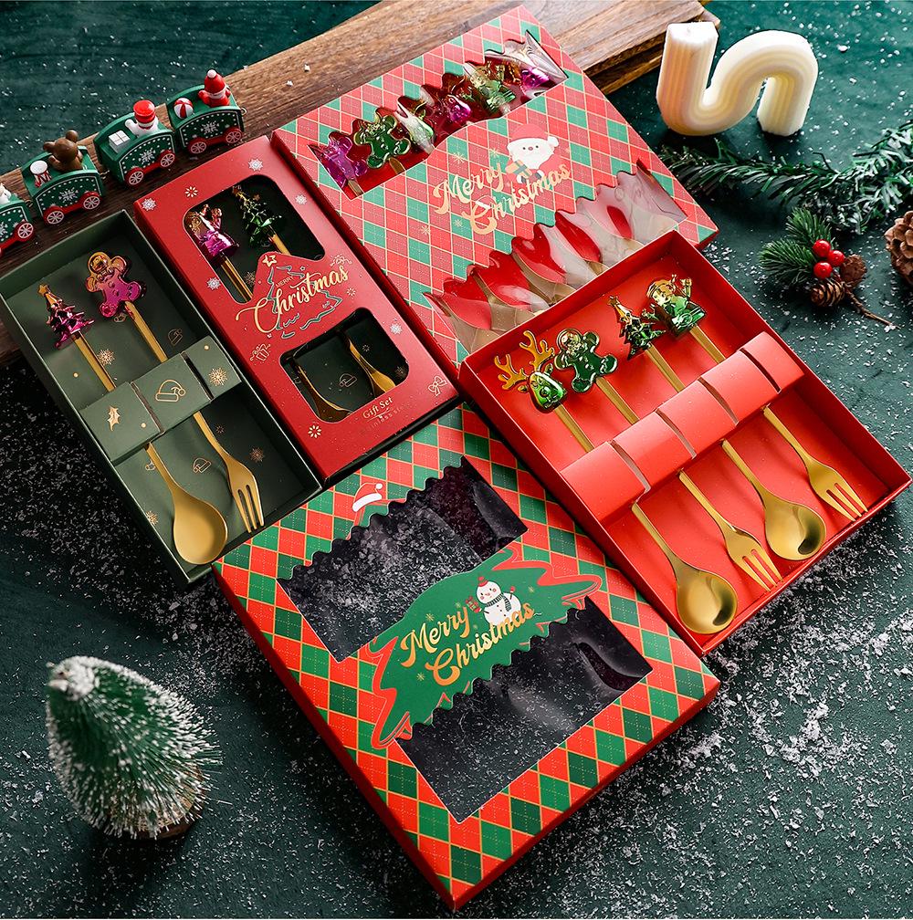 Cartoon Christmas Stainless Steel Cutlery Set: Colorful Spoon & Fork