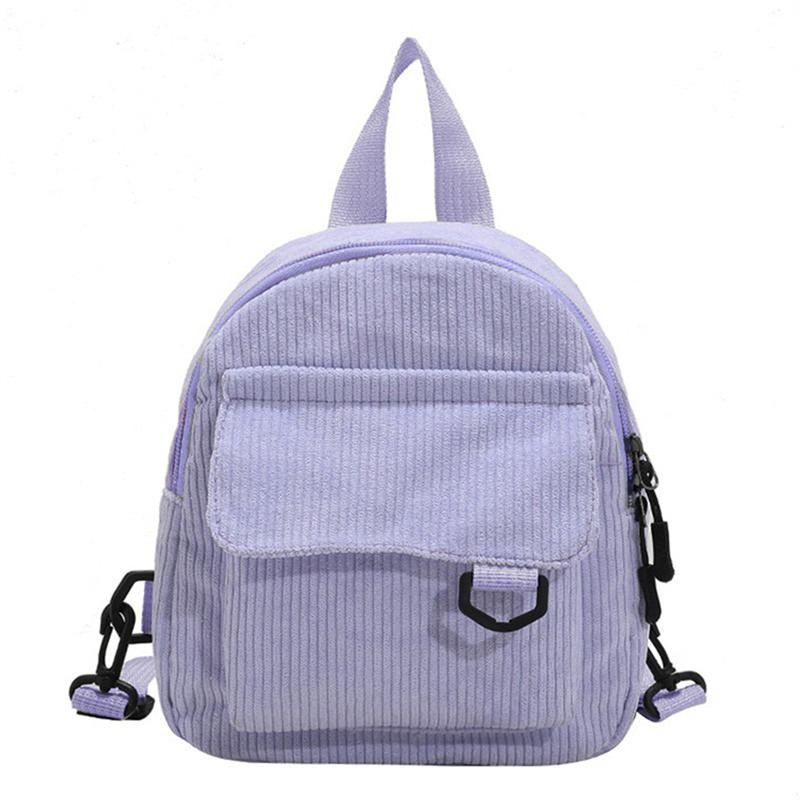 Women Fashion Travel Small Daypacks Lightweight Simple Corduroy Double Shoulder Bag School Backpacks