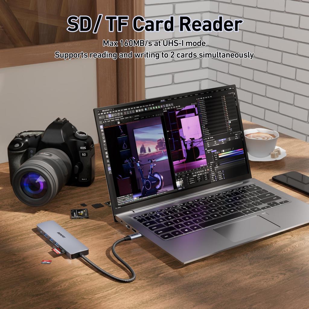 BENFEI USB C Hub USB C Hub Multiport to HDMI to Card PD 100W Зарядка Power Delivery Thunderbolt Совместимость с iPhone 15 MacBook iPad 7in1, адаптер,