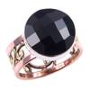 Natural Black Onex Gemstone Handmade 925 Sterling Silver Two Tone Ring S.9 a3Q87