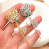 Korean Style Elegant Pearl Rose Brooch - Exquisite Corsage for Coats and Suits