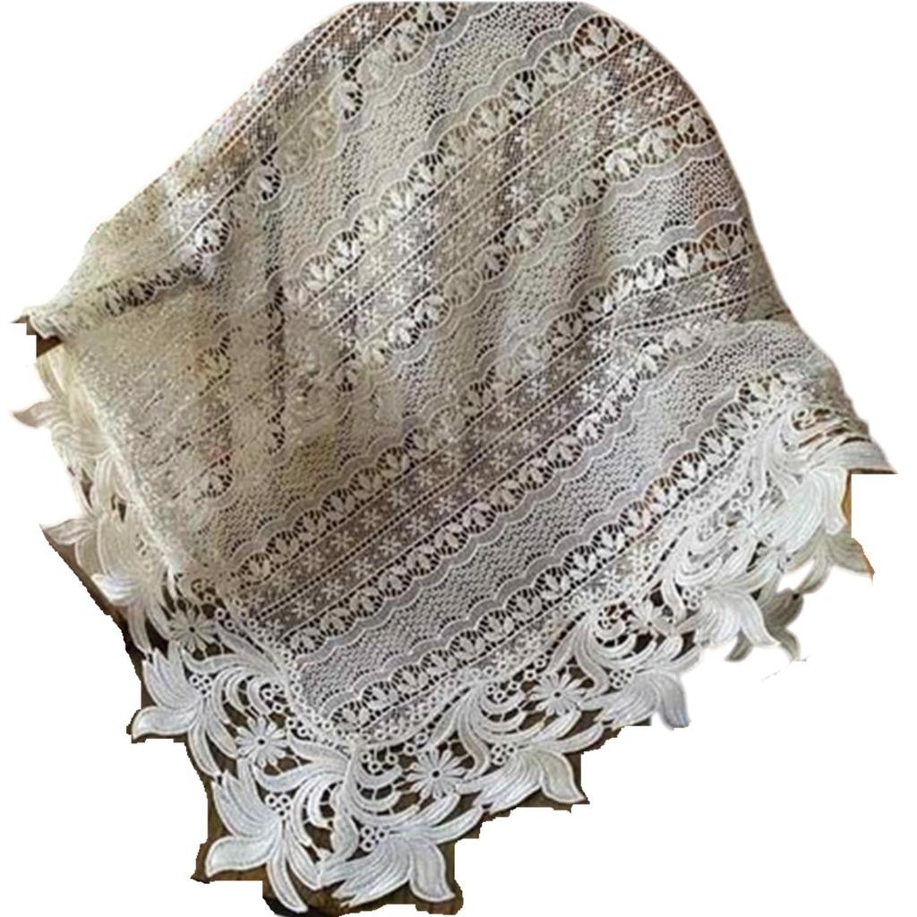 Vivienne 90x90cm Beige Floral Lace Series Embroidered Table Runner WK1119NN1 (Vivienne) [Tablecloth Beige]
