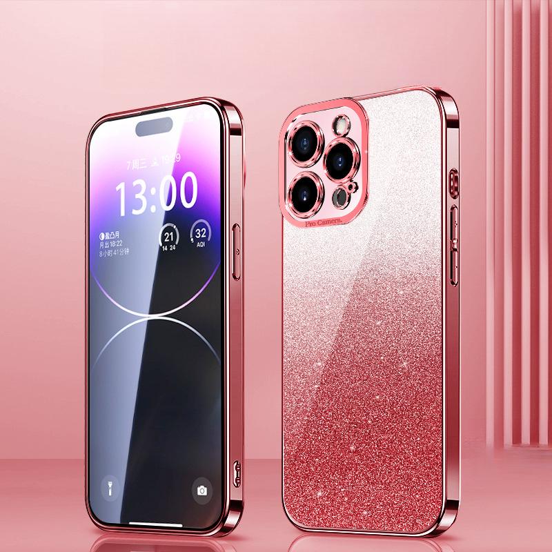 Подходит для iPhone16Pro Градиентный блестящий чехол для телефона Apple 15 Гальванизированные «Ангельские глазки» 14 Полностью закрывающий ТПУ защитный чехол