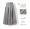 Womens Solid Pleated Elegant Midi Elastic Waist  Skirt