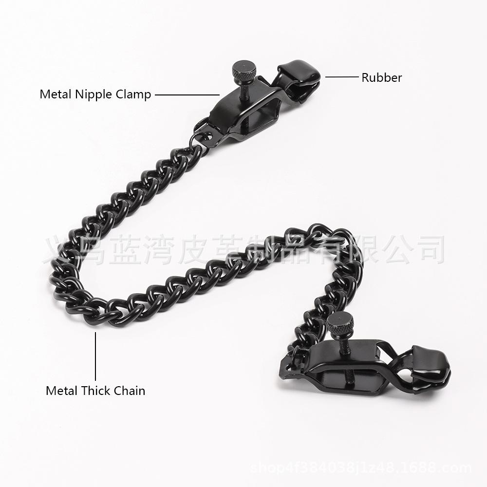 Nipple Clamp with Thick Chain Adjustable Metal Nipple Clip Non-piercing Breast ClipAdult Sex Toys for Women and Couple Pleasure