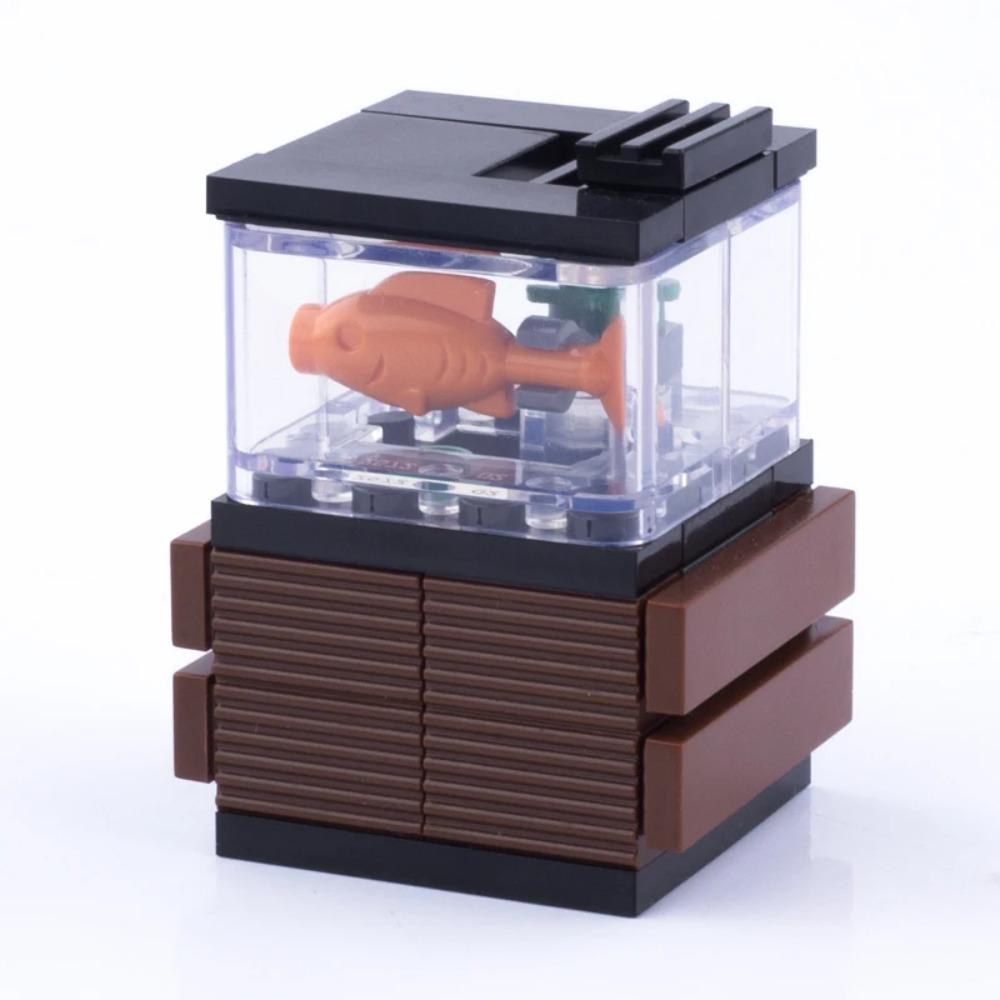 MOC City House Building Block Kitchen Office Bedroom Piano Bed Sofa icebox Lamp Bookshelf Fish Tank Bricks Set Toys