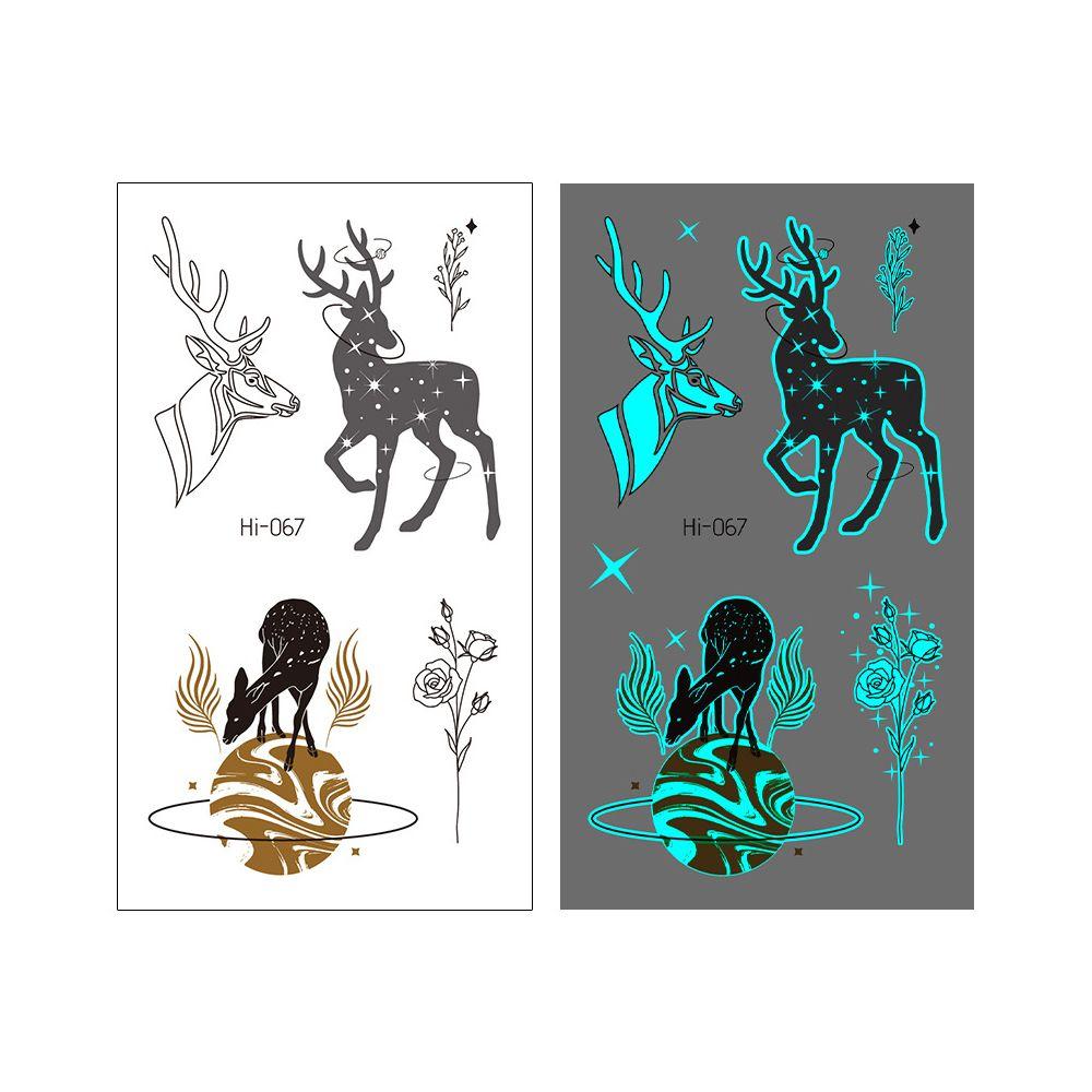 Star Feather Men Women Tattoo Sticker Blue Luminous Fake Tattoo Temporary Tattoos Body Art