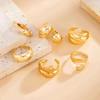 Ingemark 6Pcs/Set Classic Irregular Water Drop Open Rings for Women New Trend Punk Gold Color Geometric Ring Couple Jewelry Gift