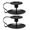 2Pcs Iron Art Taper Candle Holder with Handle Vintage Metal Candlestick Home Living Room Christmas Wedding Party Candle Stand Table Centerpiece