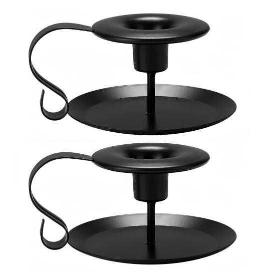 2 шт. Железный подсвечник для конических свечей с ручкой, винтажный металлический подсвечник для дома, гостиной