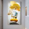 Chinese FengShui Golden Rich Tree Canvas Painting Deer Landscape Lucky Stone Zen Posters Wall Art for Living Room Decor Cuadros