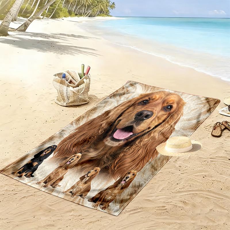 American Cocker Spaniel Print Beach Towel, Large Soft Quick Dry Towel for Beach Camping Swimming