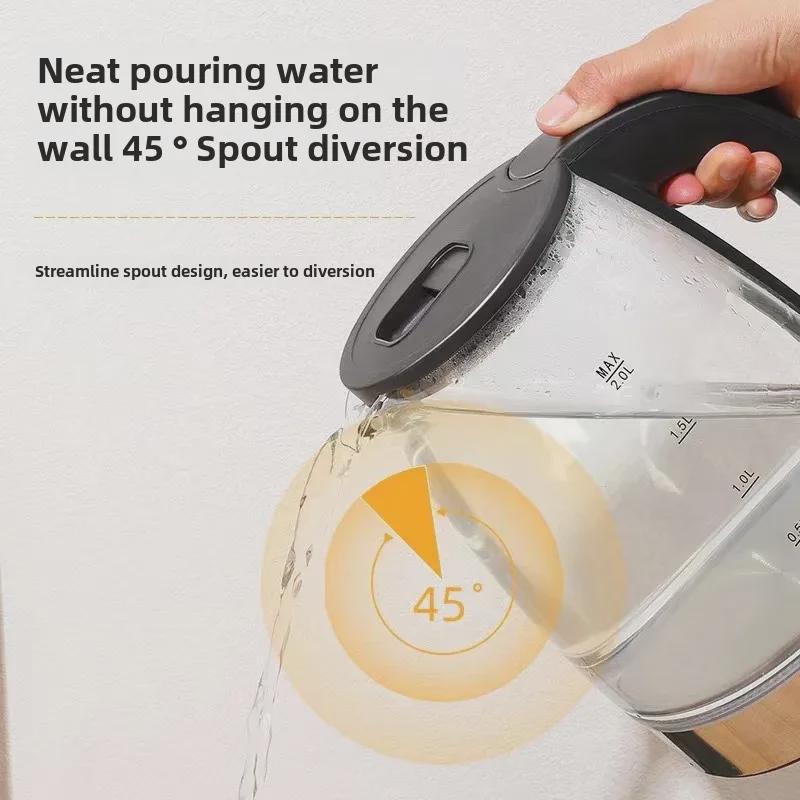 Многофункциональный электрический чайник из высокобористого стекла с функцией автоматического отключения и светодиодной подсветкой