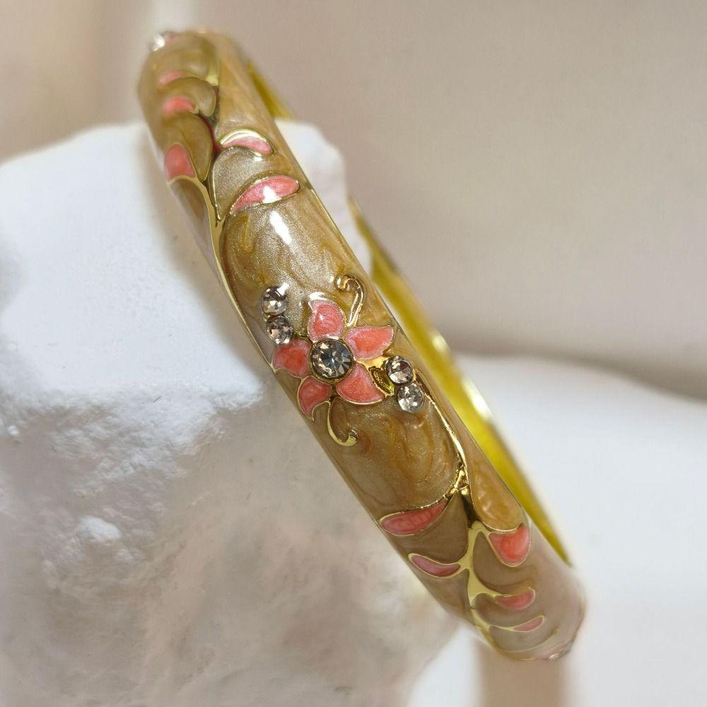 Enamel Vintage Flower Bangle Traditional Women's Hand Bracelet Jewelry Gifts