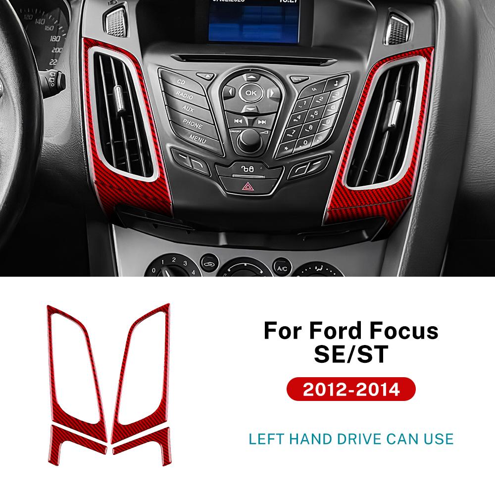 Настоящая мягкая карбоновая наклейка для Ford Focus SE ST MK3 2012 2013 2014 LHD Автомобиль Центральная консоль Рамка воздуховода Отделка Аксессуары