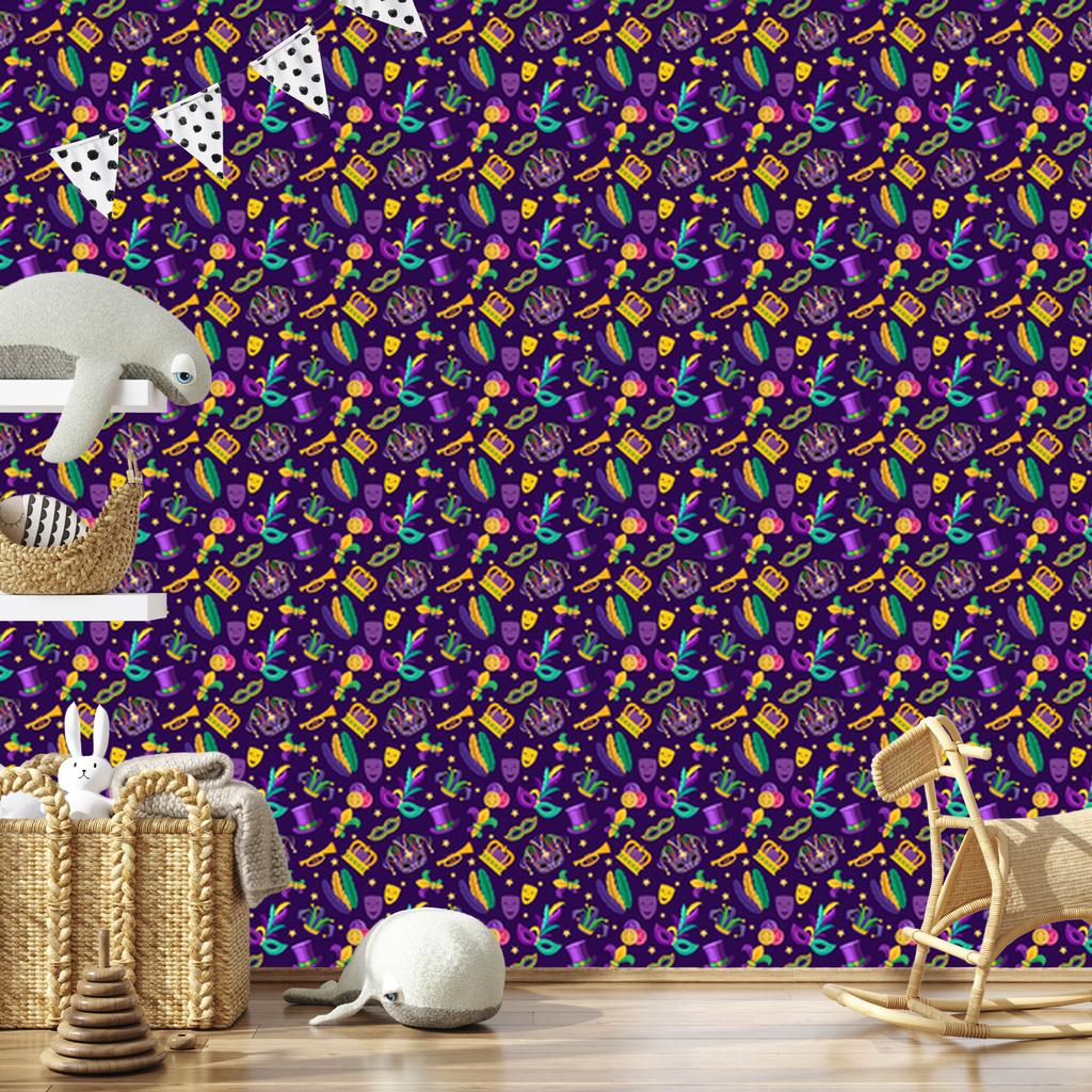 Mardi Gras Indigo and Plum Wallpaper for Living Room and Bedroom 50x1000