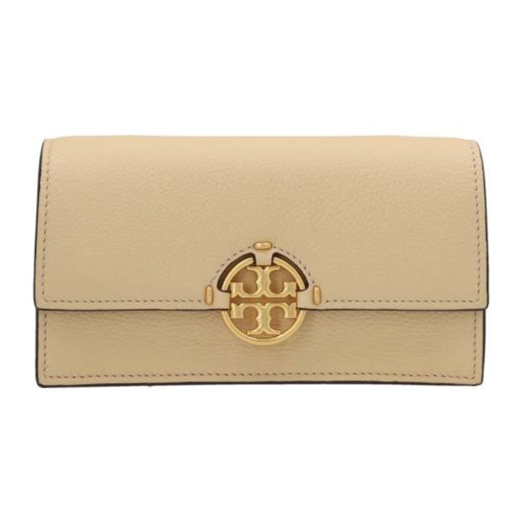 Tory Burch Miller Series Double T Logo Adjustable Shoulder Strap Litchi Grain Leather Wallet Crossbody Bag Women Bags Vanilla 137145-700
