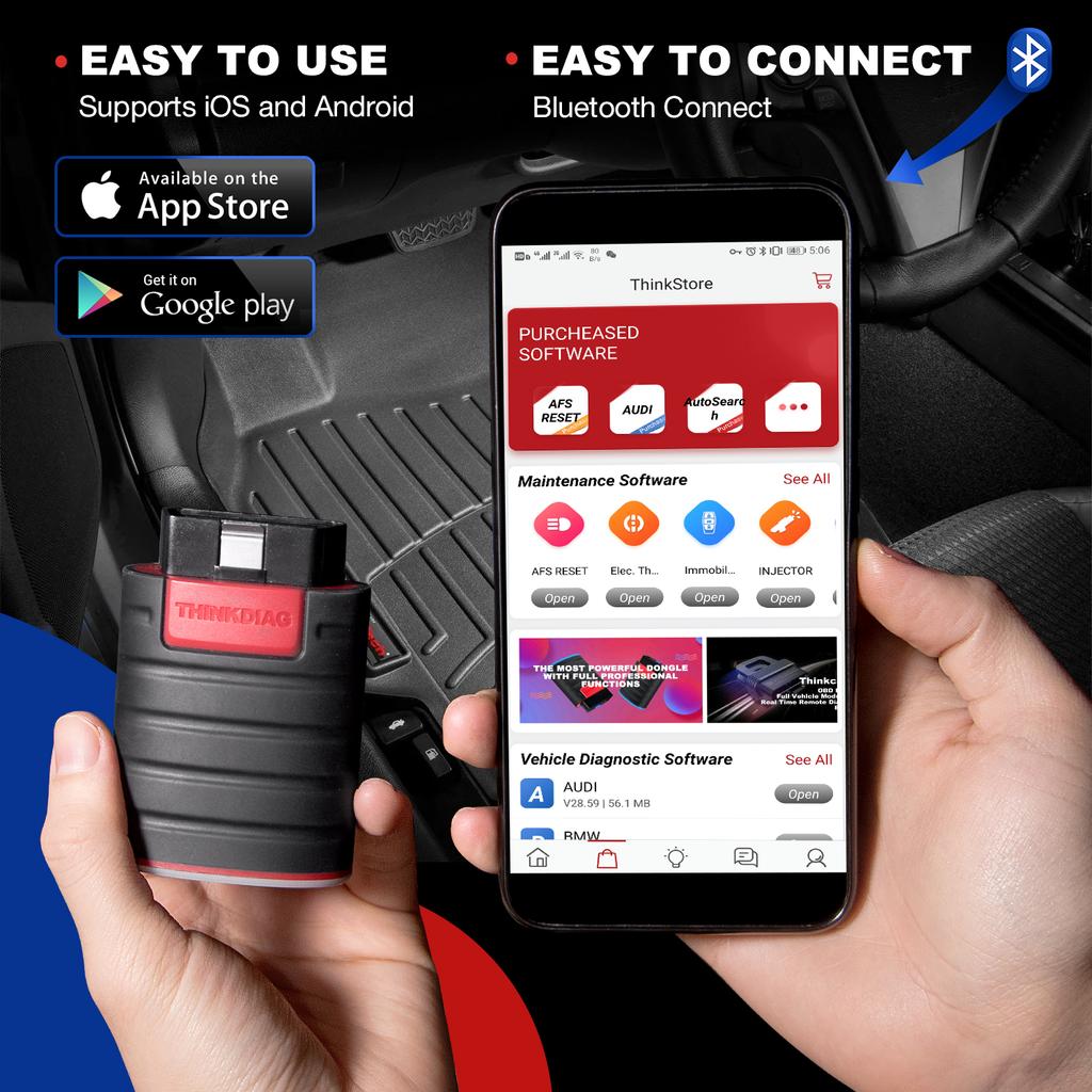 USA EU Warehouse ThinkDiag Old Version Vehicle's Full System Diagnostic Tool OBD2 Scanner 15 Reset Functions Full OBD2 Functions