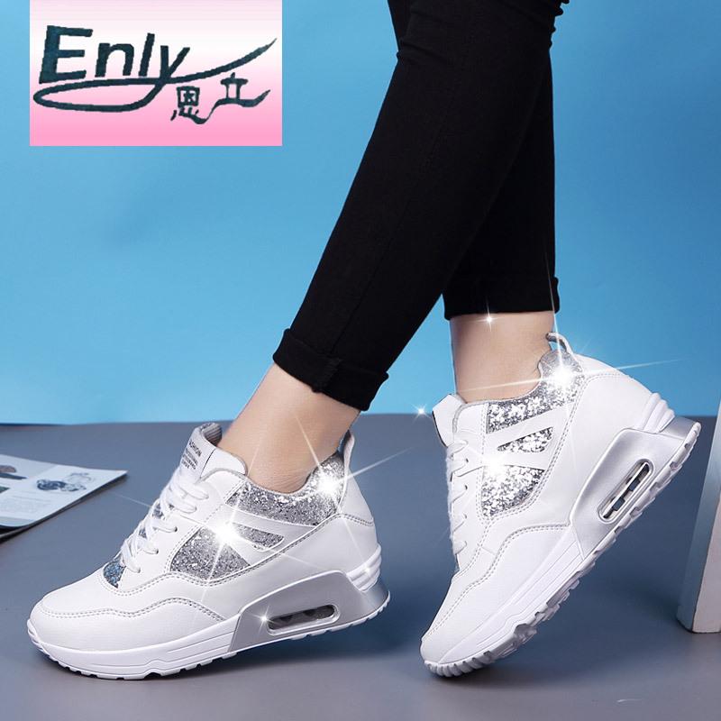 New 2025 height-increasing women's shoes Korean version lace-up air cushion running shoes women's sports shoes women's shoes