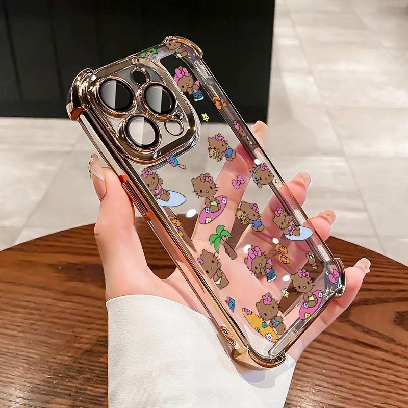 Чехол для OPPO A6X A5X A6 A5 Pro Reno 15F 15 14F 14 13F 12F 11F 13 12 Pro 5G Ударопрочный Черный Силиконовый Surfing Hello Kitty Чехол