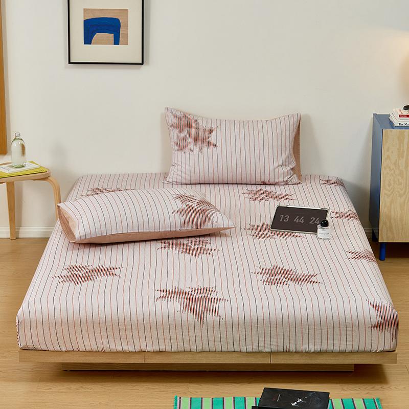 100% Хлопковая Простыня Приятная к коже Простыня на резинке Простой стиль Покрывало для кровати Эластичное Постельное белье простыня (Наволочка Нужен заказ)