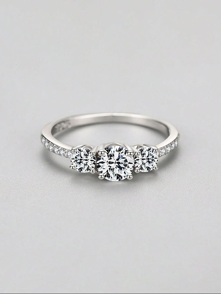 Серебро 925 пробы Классическое Модное 0.5ct Циркон Круглое Кольцо Для Женщин Юбилей Помолвка Свадьба Роскошное Высококачественное Украшение