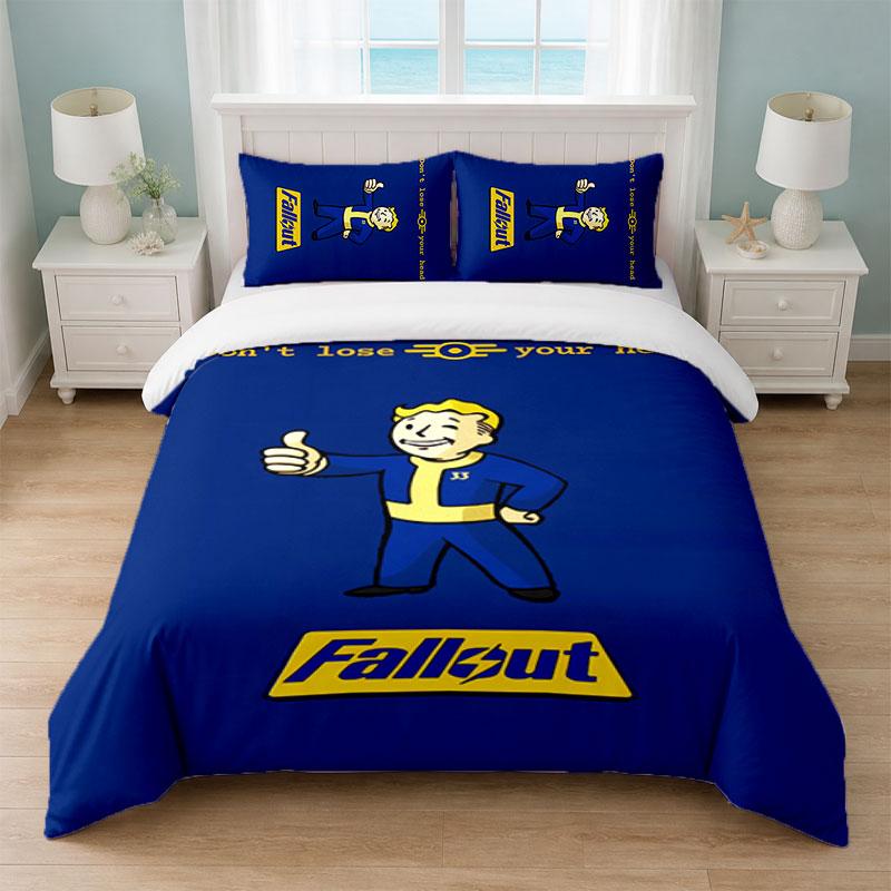 Fallout Vault Boy Bedroom 3Pcs Bedding Set Soft Bed Sheet Pillowcases Home Bedding Decoration