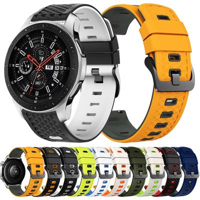 Двухцветный силиконовый ремешок 22 мм для Samsung Galaxy Watch 3 45 мм 46 мм / Gear S3 Classic Frontier Сменный ремешок Мягкий браслет Наручные ремешки