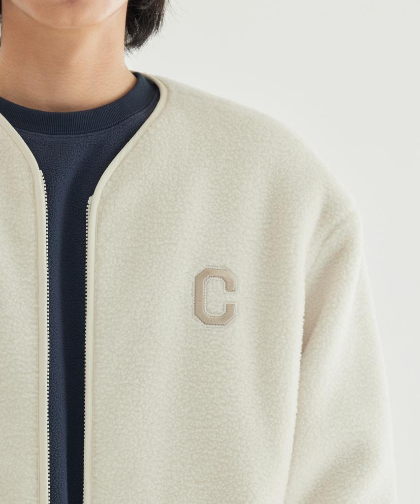 Covernat Collarless Sherpa Jacket Oatmeal