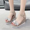 Ladies Summer Sandals Platform Sandals Open Toe Wedge Platform  Fashion Shoes Flower Rhinestone Designer Sandals