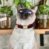 Cat Collar Velvet Solid Color Pet Chocker Necklace with Bell Adjustable Neck Collar for Cat Kitten Puppy Small Dogs