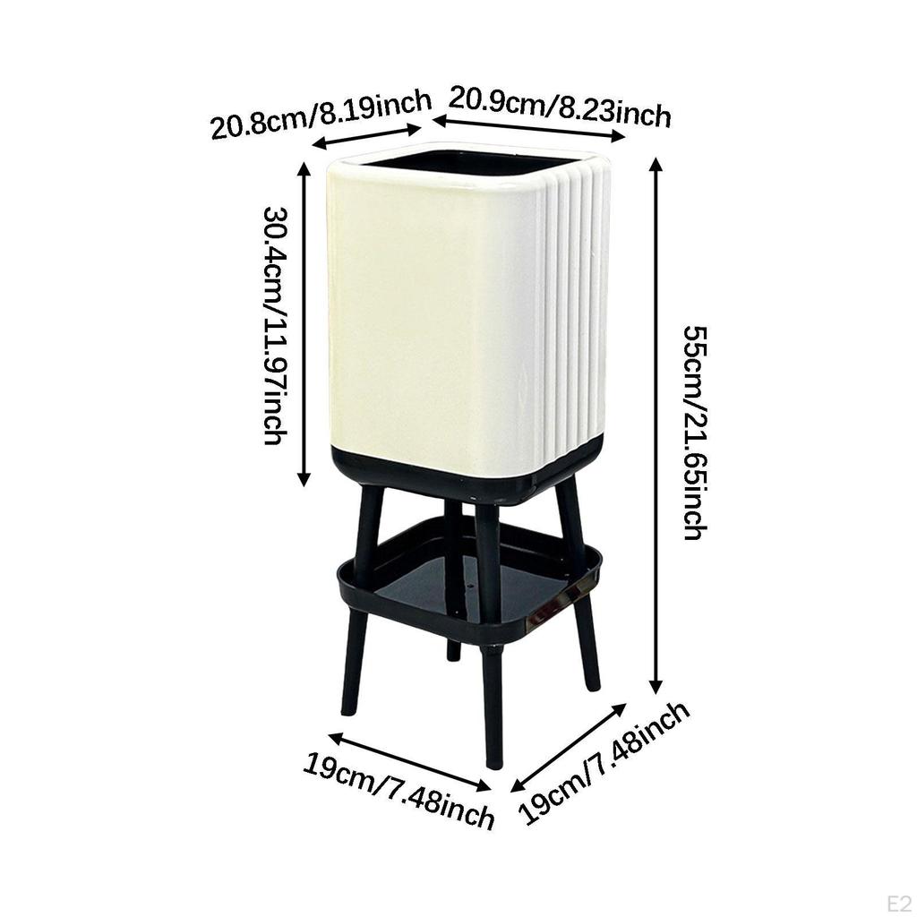 Trash Can with Legs Garbage Bin Dustbin Storage Shelf Waste Basket for Home Office