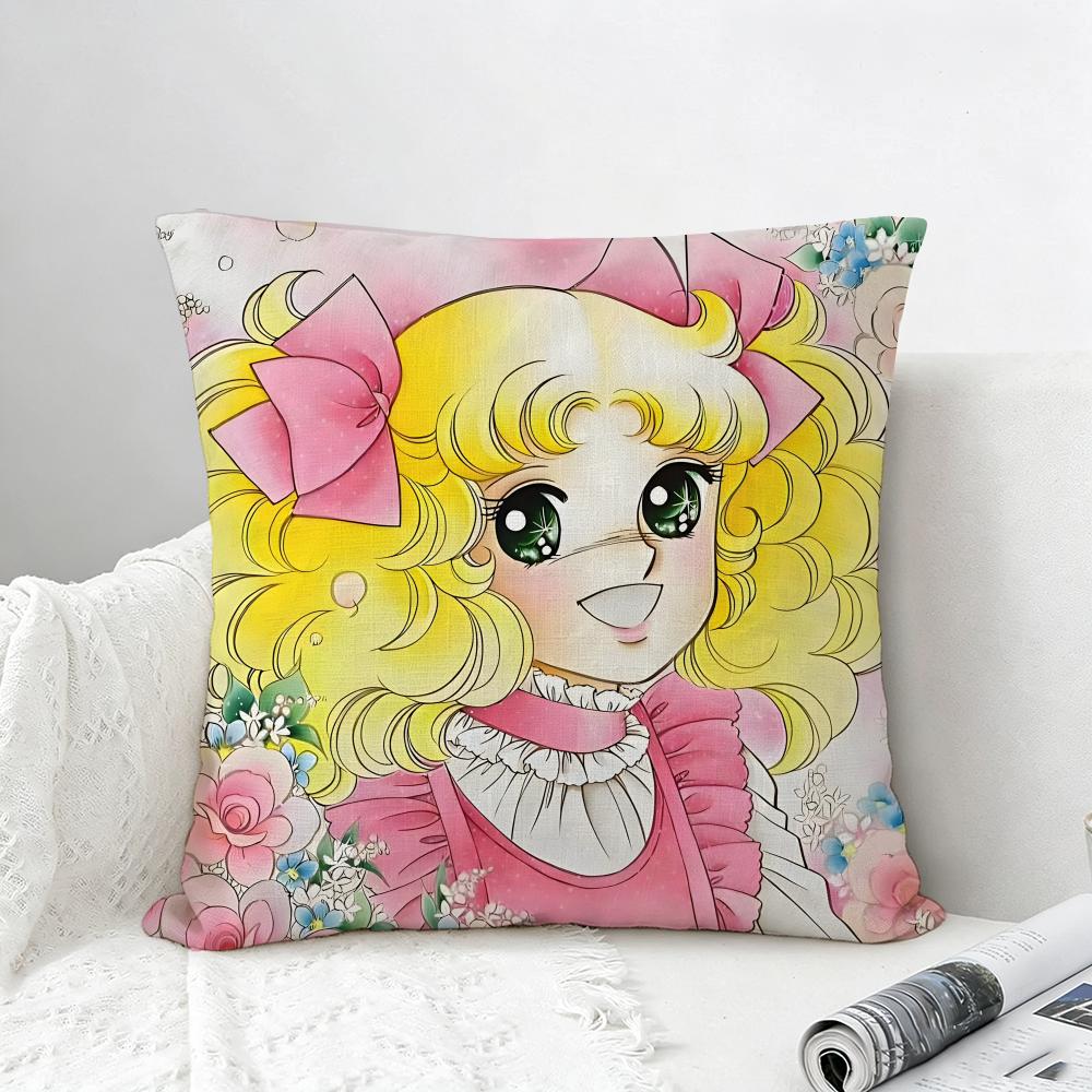 Anime Candy Candy Cushion Cover Natural Linen Pillowcase Set AllinOne Decor for Sofa Bedroom Chair
