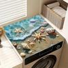 Starfish & Seashell Washer and Dryer Top Mat Durable Dust Protection Cover with Beach Scene for Laundry Room Nonslip Cover