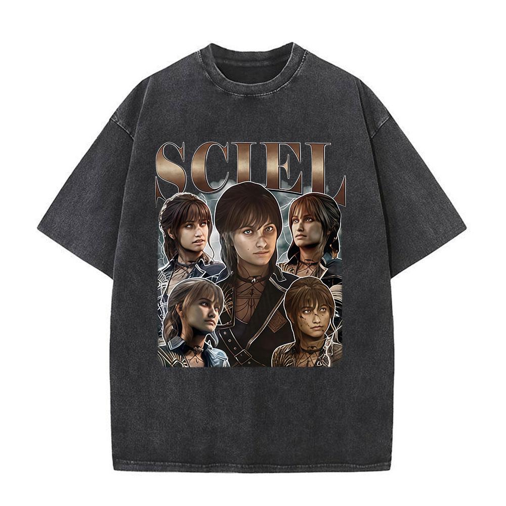 Esquie Game Clair Obscur Expedition Washed T Shirts Men Women Clothing Fashion Retro Oversized ONeck Short Sleeve Tshirts