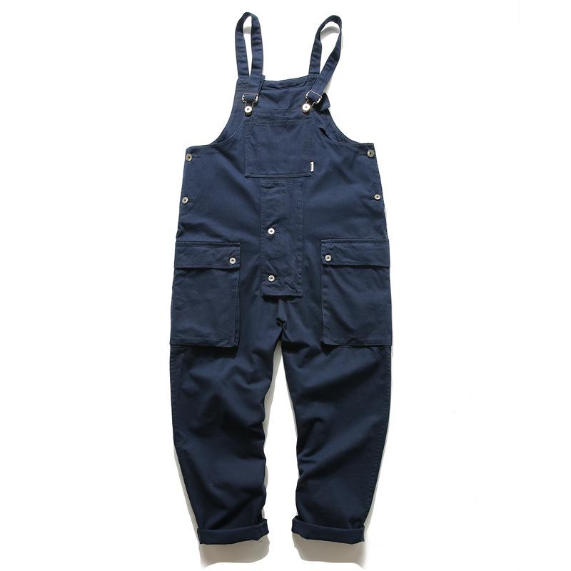 Spring Summer Trendy Overalls Romper Unisex Jumpsuits Fashion Patchs Pocket Straps Sleeveless Pants Playsuits Men Clothes