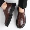 Fashion Classic Brand Men's Thick Soled Loafers Retro Brown Office Business Work Shoes Men's Banquet Formal Shoes Height Increasing