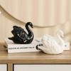 Couple Swan Ceramic Jewelry Creative Black and White Living Room Study Animal Bonsai DIY Soft Decoration Home Accessories