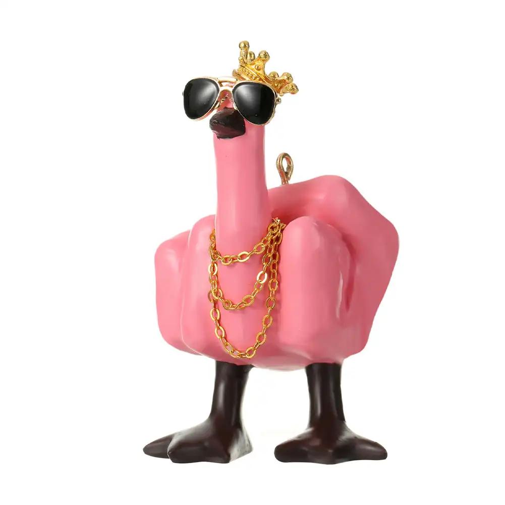 Новая забавная статуэтка утки со средним пальцем из смолы, украшение для автомобиля, центральная консоль, украшения для автомобиля