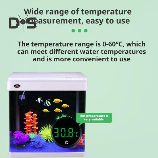 Fish Tank Digital Thermometer LED Display Aquarium Thermometer Cordless Stick-On Design Terrarium Water Temperature Measurement