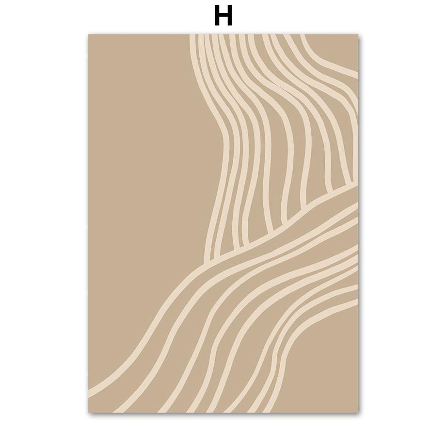 Бежевый и черный абстрактные линии геометрическое лицо настенная живопись холст картины постеры на скандинавскую тему и принт Декор фотографии для гостиной