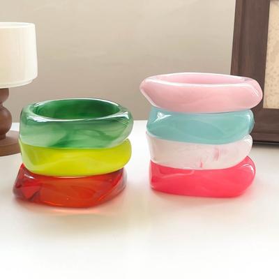 Дизайн меньшинства, нерегулярный широкий браслет, богемное прозрачное кольцо для рук для девочек