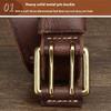 Men's Belt, Genuine Leather Belt, Men's Casual Retro Pin Buckle, Glossy First Layer Cowhide Lazy Belt