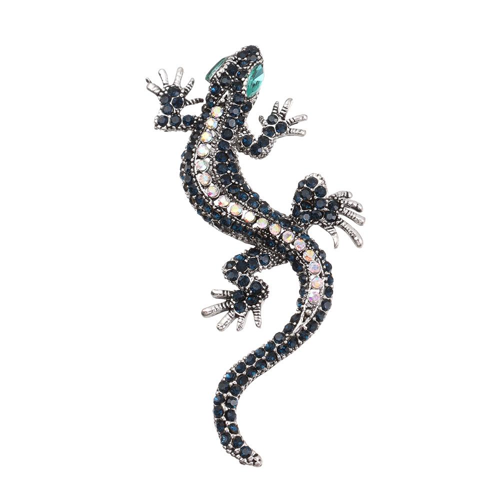 Jewelry Suit Accessories Pin Lizard Gecko Brooch Rhinestone Animal Brooch Retro
